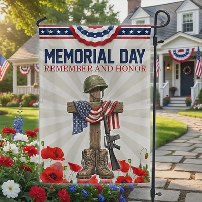 Memorial Day Garden Flag, US Veterans Remembrance Decor, Patriotic Tribute Flag