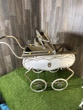 Vintage Welsh Baby Doll Carriage Stroller Pram 1950s Metal Toy Mid Century