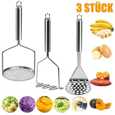 3PCS Handstampfer Stampfer Kartoffelpresse praktisch professionell Rostschutz