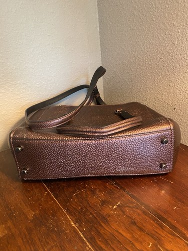 Coach Stanton Carryall 26 in Pebble Leather Metallic Burgundy 36877 - Picture 18 of 20