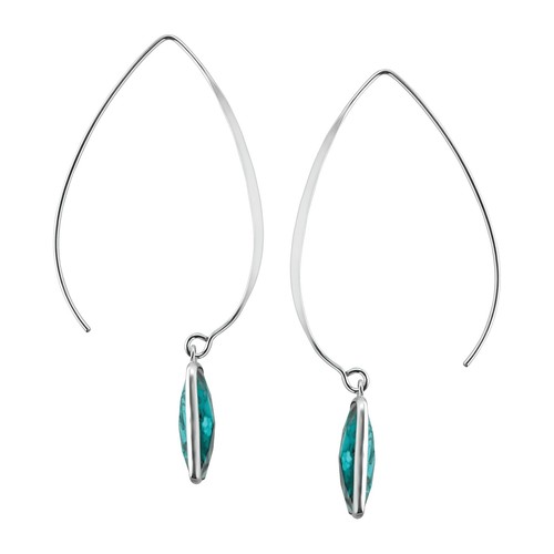 'Oasis' Compressed Turquoise Drop Earrings in Sterling Silver - Picture 3 of 7