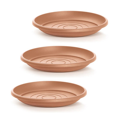 3x  210-540mm Rund Untersetzer für Blumentopf Terracotta/Anthrazit Untertasse PD