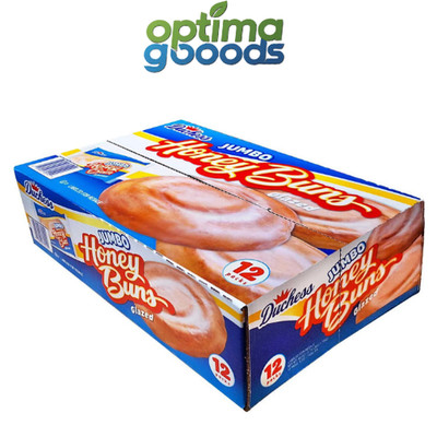 Duchess Jumbo Glazed Honey Buns 5 oz 12 Pack Snack Cakes Fresh Pastries.