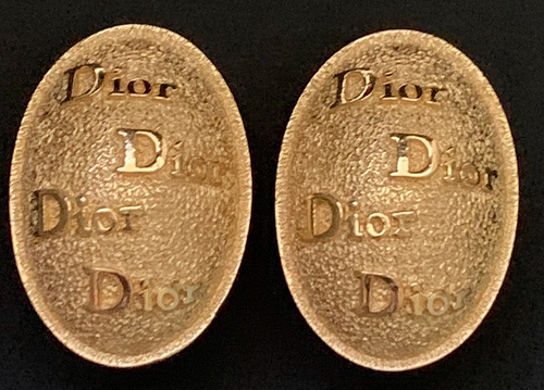 Vintage Christian Dior OVAL Monogram Clip On Dior Logo Statement Earrings