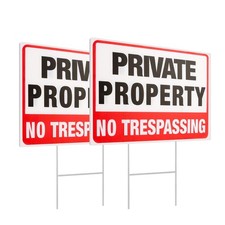 MUXYH 2 Pack Private Property No Trespassing Signs with Metal Wire H-Stakes, ...