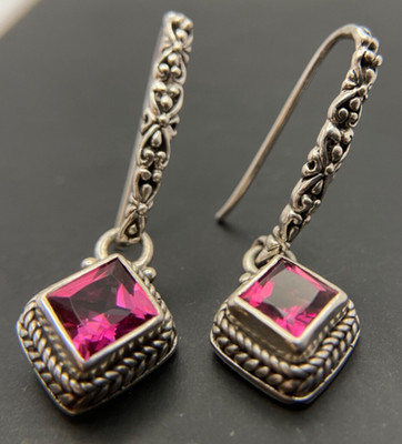 Sarda, Balinese Artisan Made,Sterling, Pure Pink  Mystic Topaz Earrings