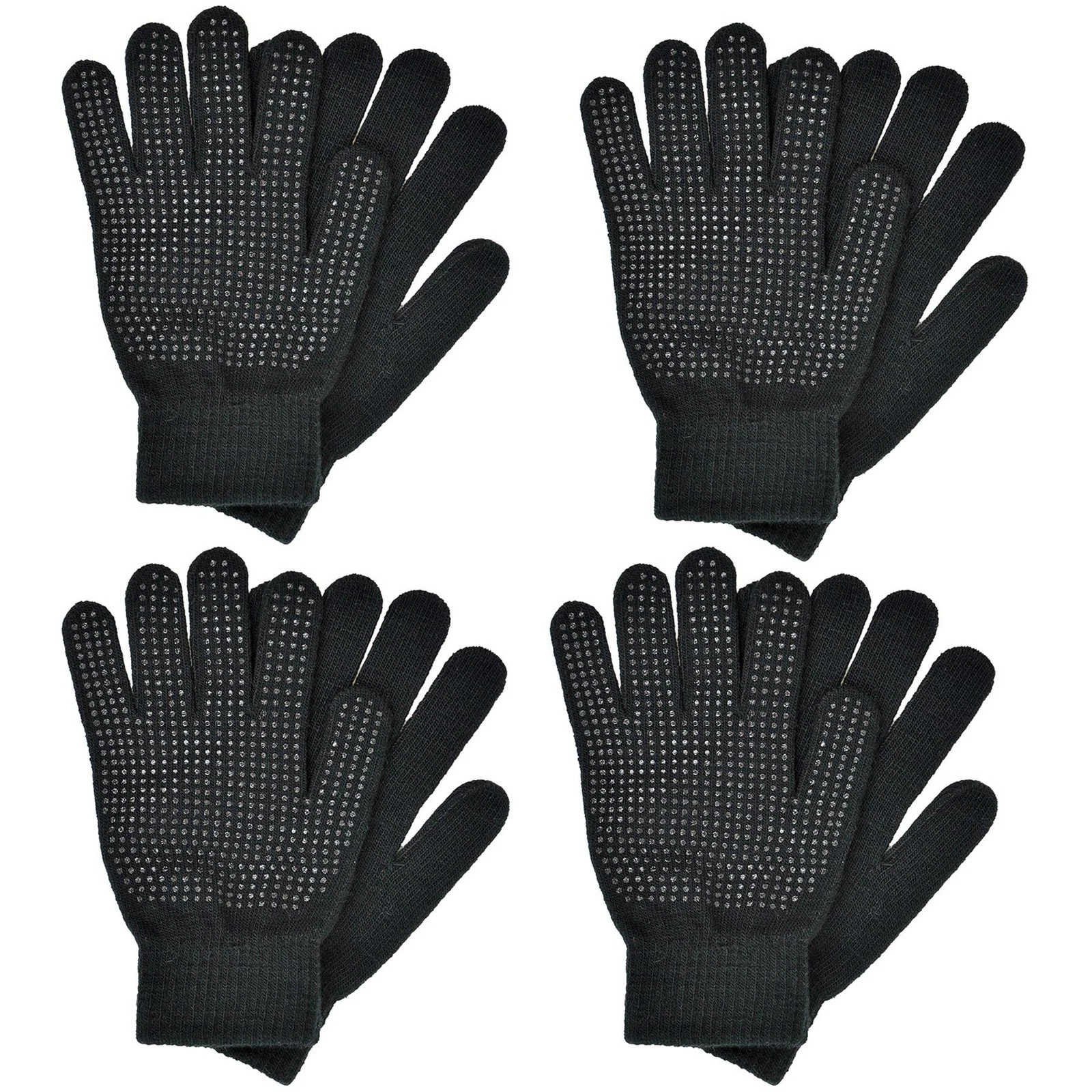 Mens Gloves 4 Pack Thermal Magic gloves One Size No-Slip Palm Grip Warm Mittens