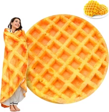 Waffles Blanket, Tortilla Blanket for Adults and Kids, Funny Food Throw Blanket,