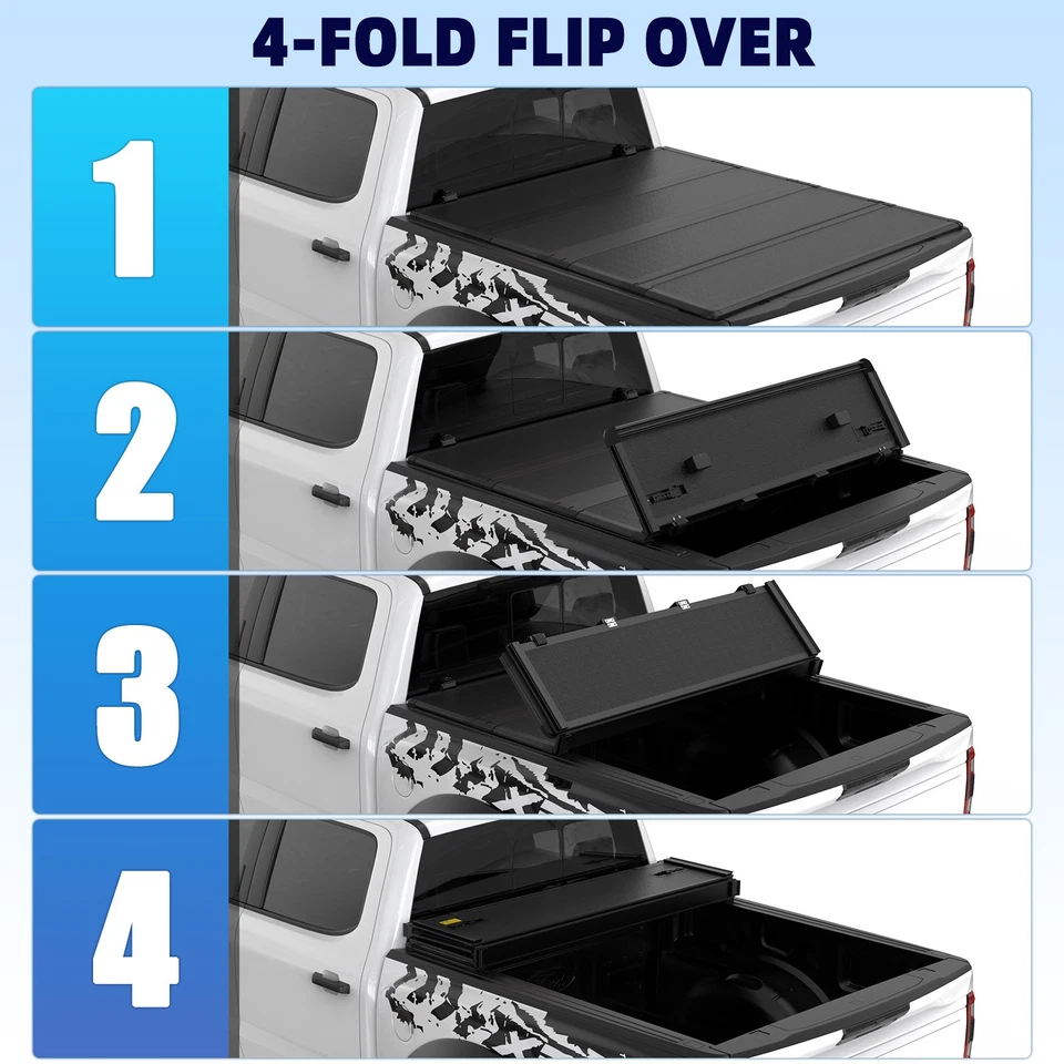 6.5ft FRP Hard Tonneau Cover 4-Fold For 1988-2002 Chevy GMC C1500 C2500 C3500 Foto 3 de 4