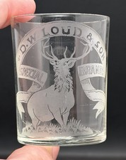 Antique Vintage Pre Pro Etched Advertising Shot Glass DW Loud & Son Cleveland OH