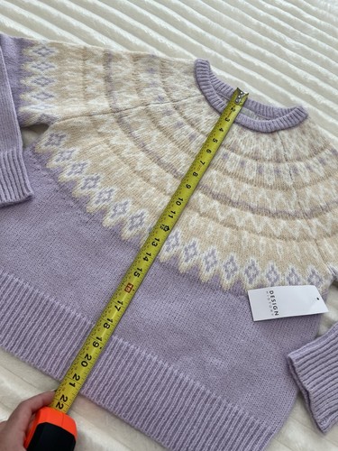 DESIGN HISTORY Womens Fairisle Crew neck Sweater Soft Plush Lavender MSRP $168 M - Picture 3 of 6