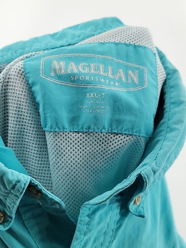 Magellan Mens Button-Up Shirt Short Sleeve XXL-T Solid Blue  - Image 3 of 4