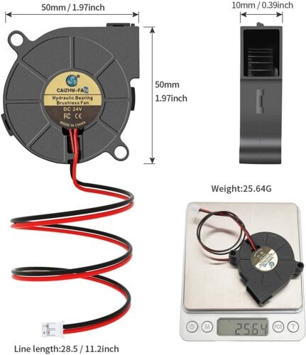 4PCS 24V Blower Fan Brushless Ball Bearing 3D Printer Fans 5015 50MM x 15MM UK - Picture 7 of 7