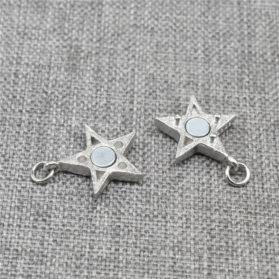 2pcs of 925 Sterling Silver Stardust Star Magnetic Clasps with Rhodium Plated - Image 4 of 4