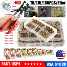 75/115Pcs Hose Spring Clips/Pliers Fastener Kit Fuel Line Water Pipe Tube Clamps