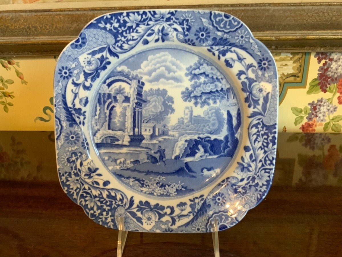 English Blue & White Italian Copeland Spode Plate Shallow Bowl