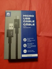 Atrix Micro USB Cable 10 Feet Cable Black Durable Braided Charger For PS4