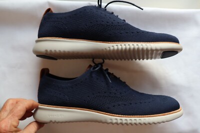 Navy Blue Knit COLE HAAN 2.ZERO GRAND Laced Oxford Shoes 9 M  display picture 3
