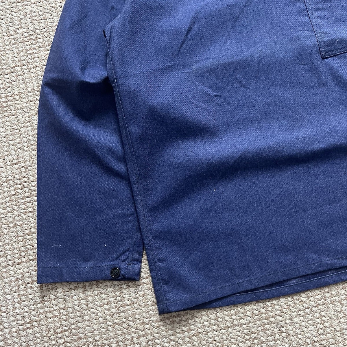 Vintage 70-80s French Blue Cotton Deadstock Fisherman Smock