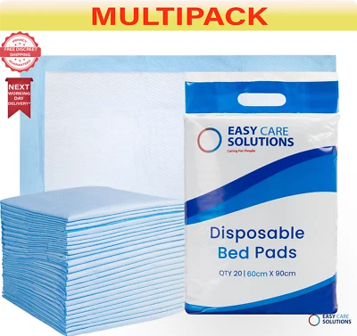 EASY CARE SOLUTIONS 60 x Disposable Incontinence Bed Pads 60x90 cm Protection Sheets - 3 Packs of 20