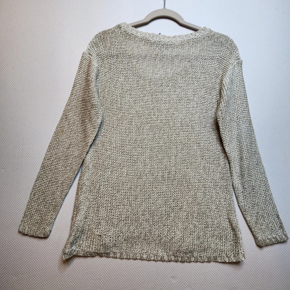 Suéter Quinn Mujer Pequeño Beige Pullover Manga Larga Cremallera Acentos Foto 4 de 4