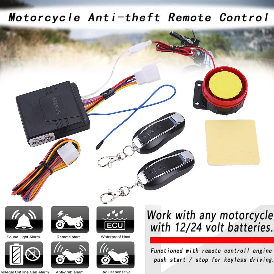Scooter Car Security Alarm System 2 Remote Control Anti-theft Motorcycle Bike Foto 3 de 4