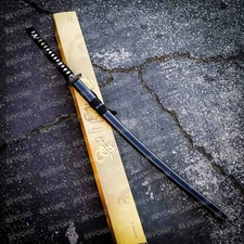 Ten Ryu 41" Hand Forged Carbon Steel Samurai Sword w/ Black Lacquer Scabbard