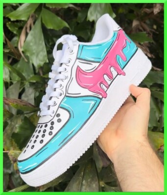 Custom Air Force 1 Bubblegum Teal Icy Dripp/Air Force 1 Custom Shoes NEW IN BOX