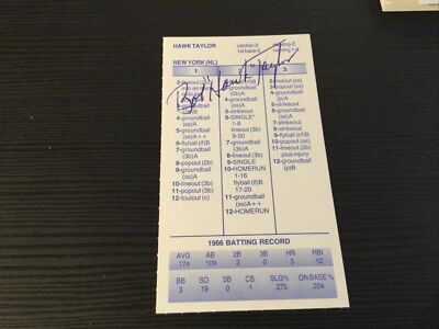 STRAT-O-MATIC Signed Card   Hawk Taylor 1966 Mets