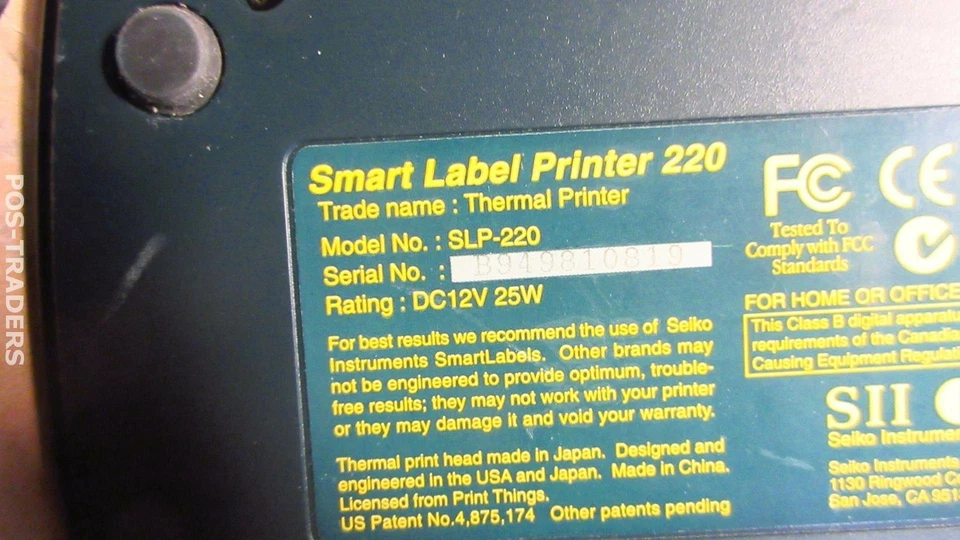 Seiko SLP-220 Smart Label Printer Direct Thermal MONO Serial Green - EXCL PSU - Image 3 of 3