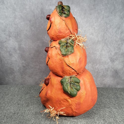 Vintage Pappmaché Kürbisse 18" groß 3 Köpfe gestapelt Halloween Dekoration - Bild 4 von 6