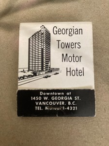 Georgian Towers Motor Hotel Canada Match Book
