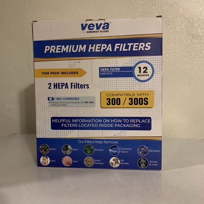 Veva Premium Hepa Filters 300/300S # AA-300-Hepa-2 2 Pack Filters