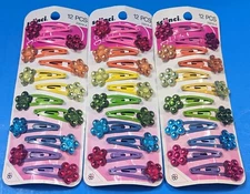 Scunci® Snap Barrettes – Flower – Rainbow Pack of 12 x 3