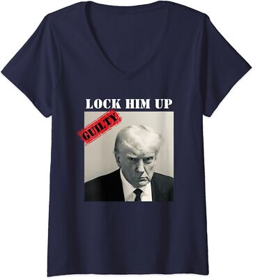 Trump Mug Shot Lock Him Up Prison Anti Trump Gift Ladies' V-Neck Tshirt