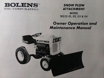 Bolens H-16 G-14 Tractor 42 Dozer Blade Implement 18532 Owner & Parts (2 Manuals