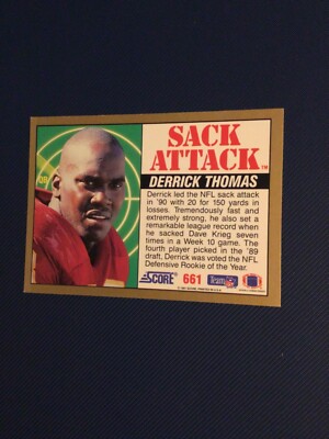 1991 Score Derrick Thomas Sack Attack Card | eBay