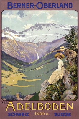 Berner Oberland Adelboden Suisse Switzerland Vintage Travel Poster Print