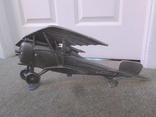 Cast Iron Metal Model Bi Plane Ornament or Door Stop Approx 19" (48 cm) Long