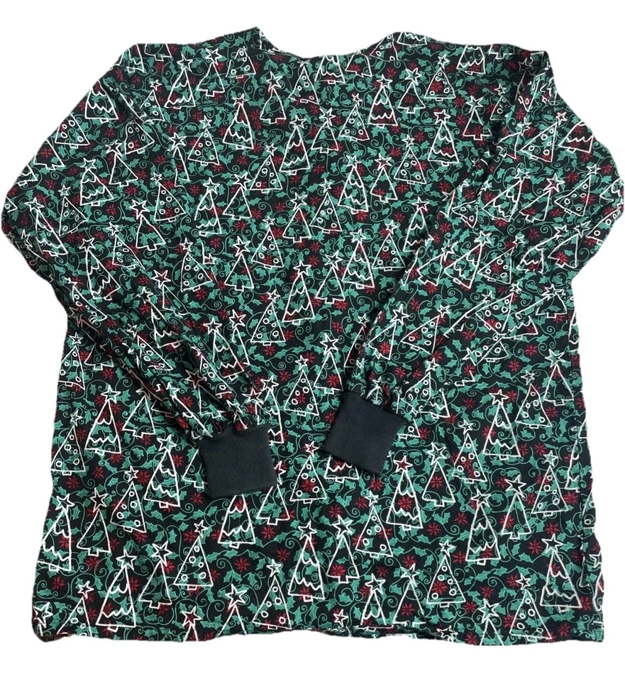 Tafford Scrub Long Sleeve Lab Coat Women’s Size M Pockets Christmas Theme - Image 2 of 4