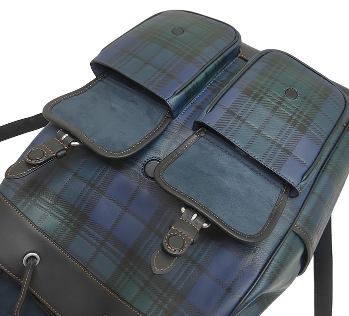 unused Coach Backpack Bag Drawstring Checkered Le… - image 6