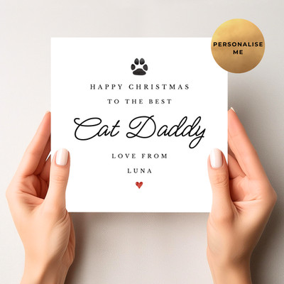 Frohe Weihnachten von der Katze Karte - Karte von der Katze zum Papa - Fell Babykarte