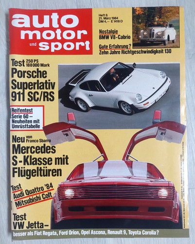 automotorsport 6/84: JAGUAR XJ + AUDI QUATTRO + SAAB 900 + PORSCHE 911 SC/RS +