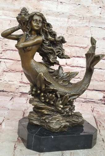 Bronze Female Mermaid Statue Sculpture Figurine Mythical Fantasy Home Decor Sale deal from eBay