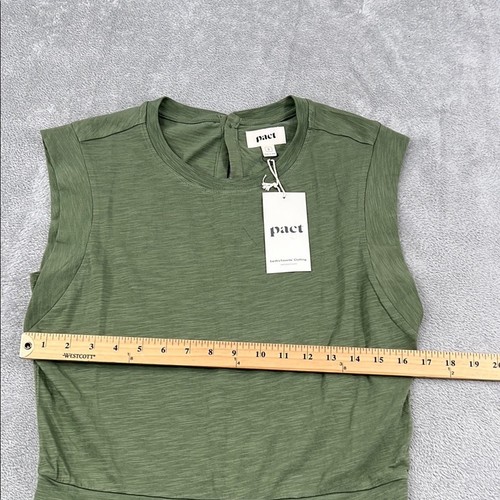 NUEVO Mono Camiseta Pact S 100% Algodón Orgánico Verde Oliva Relajado Slub Músculo - Imagen 5 de 9