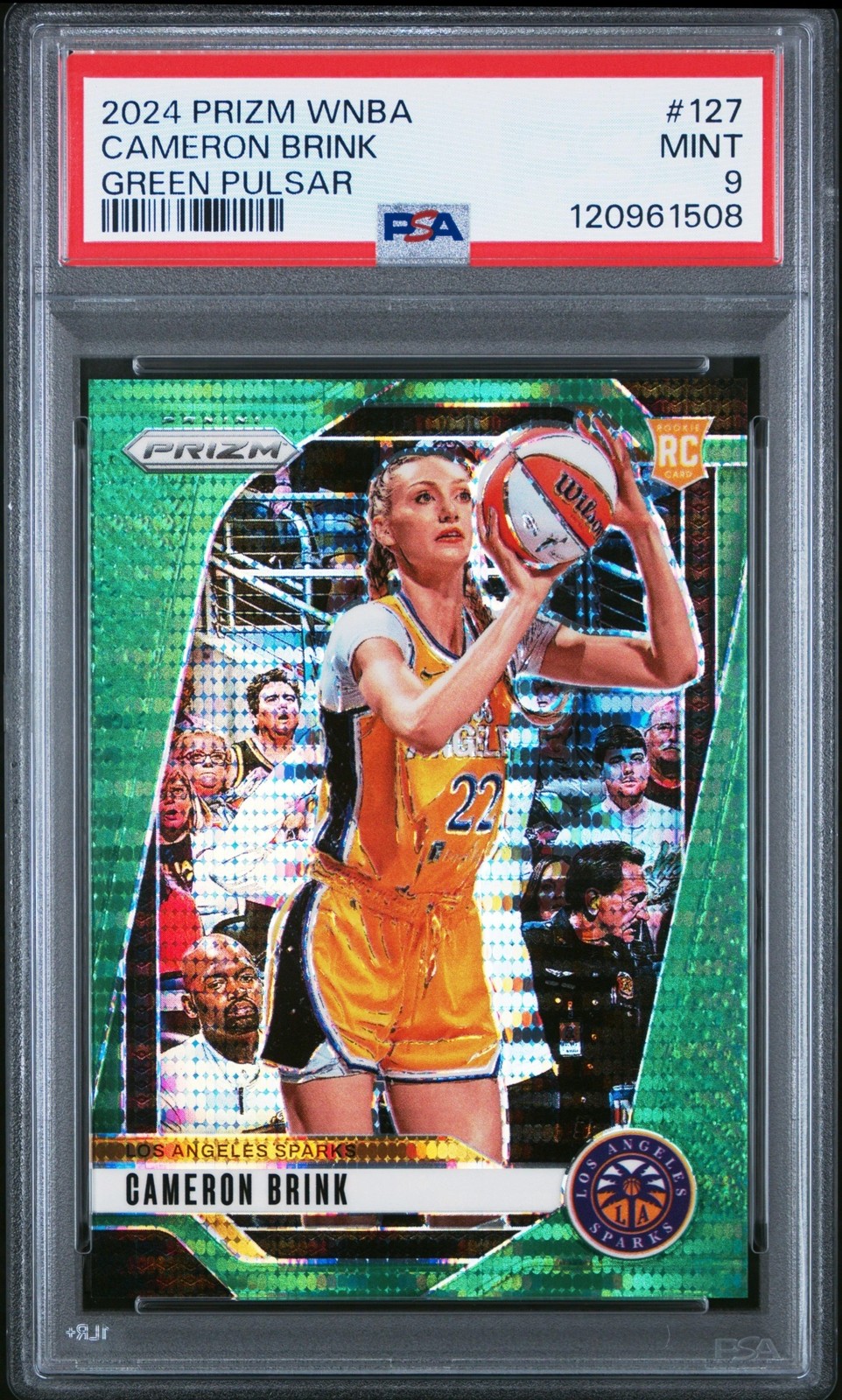 2024 Panini WNBA Prizm Basketball Cameron Brink #127 RC Green Pulsar /25 PSA 9