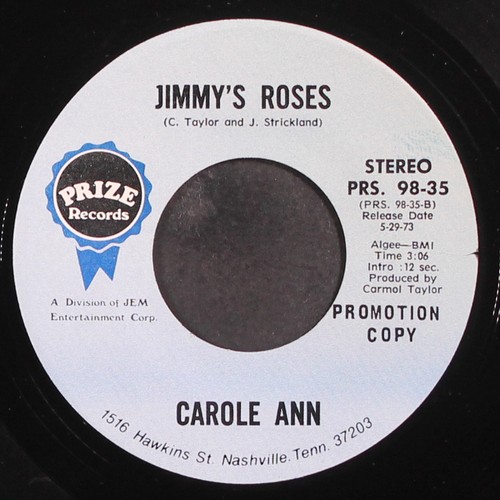 CAROLE ANN: jimmy's roses / paper airplane PRIZE 7" Single 45 RPM - Picture 1 of 2