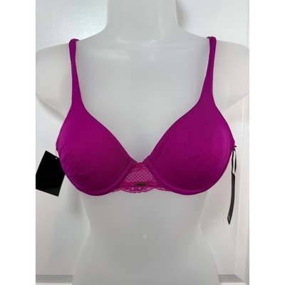 NWT BeMe New York Demi Bra Magenta Purple Lace Trim Underwire 32A T-Shirt