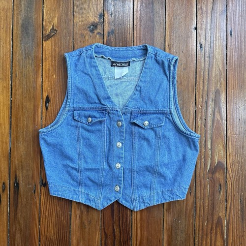 Vintage late 80s My Michelle blue denim button up vest - Picture 2 of 5