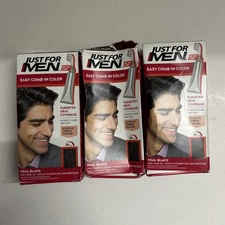 Just For Men A-55 REAL BLACK Comb In Hair Color ( 3 pack ). Read Description